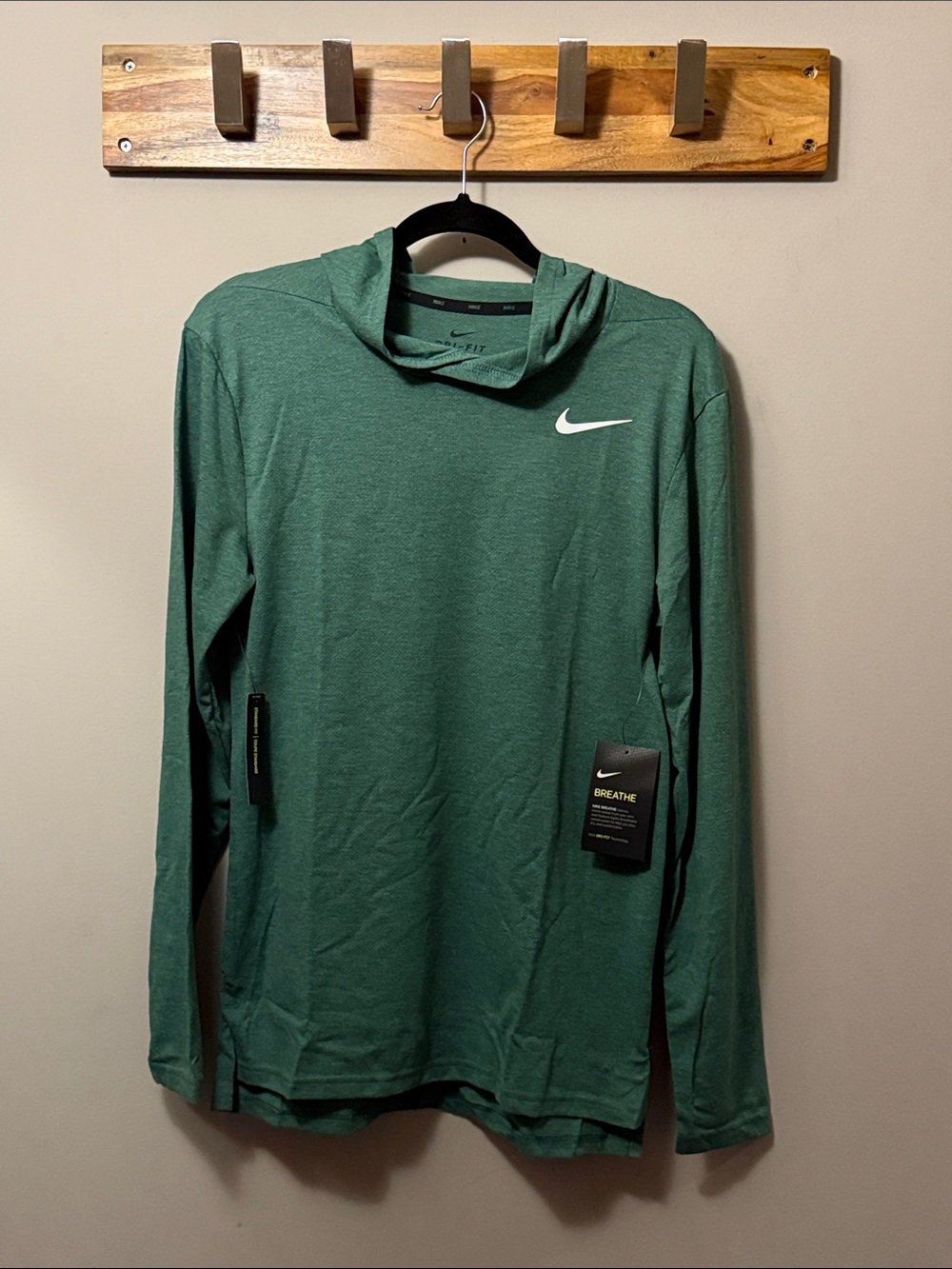 Nike Green Dri-FIT Hooded Long Sleeve Top